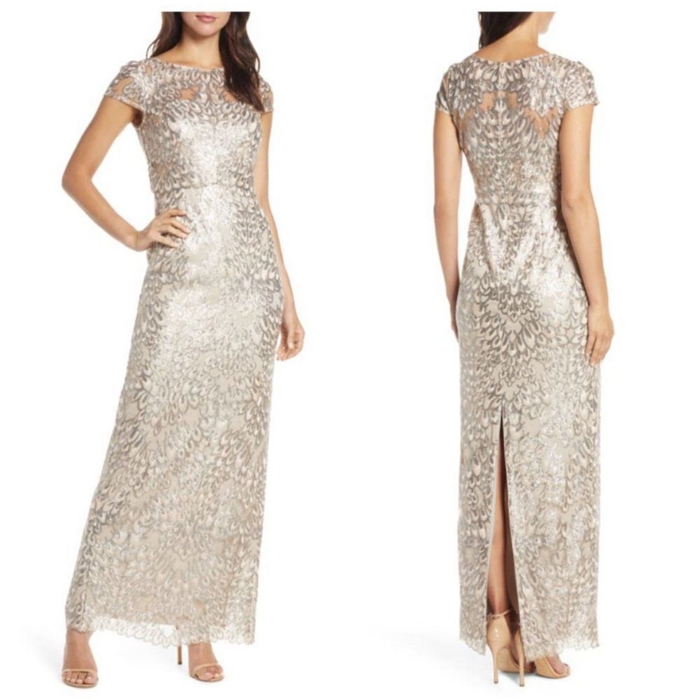 Adrianna Papell Gold Maxi Dress - Picture 2 of 12